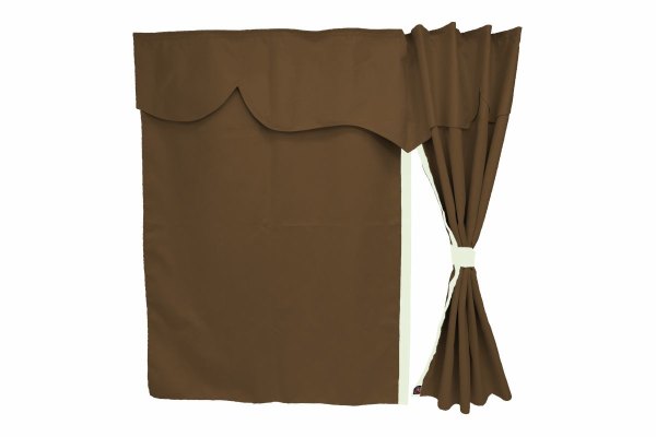 Truck bed curtains, suede look, imitation leather edge, strong darkening effect dark brown white Länge149 cm