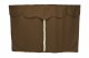 Truck bed curtains, suede look, imitation leather edge, strong darkening effect dark brown white Länge149 cm