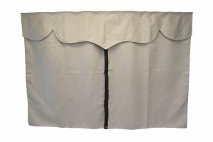 Lkw Bettgardinen, Wildlederoptik, Kunstlederkante, stark abdunkelnd beige schwarz* L&auml;nge149 cm