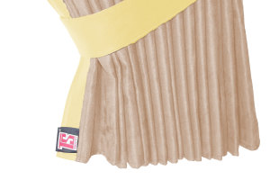 Truck bed curtains, suede look, imitation leather edge, strong darkening effect beige beige* L&auml;nge149 cm