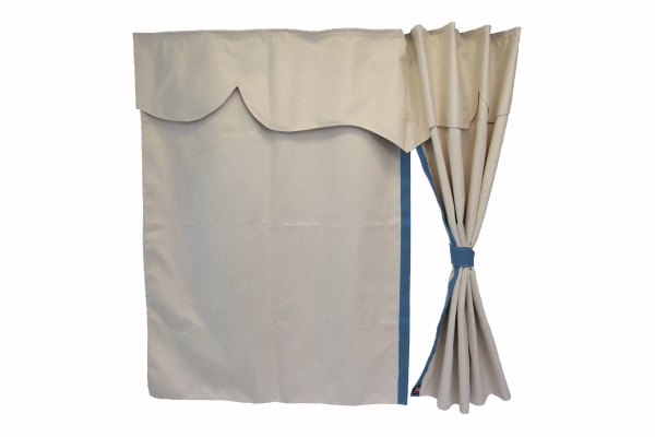Truck bed curtains, suede look, imitation leather edge, strong darkening effect beige blue* Länge149 cm