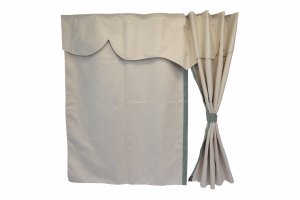Lkw Bettgardinen, Wildlederoptik, Kunstlederkante, stark abdunkelnd beige grau L&auml;nge149 cm