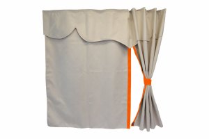 Lkw Bettgardinen, Wildlederoptik, Kunstlederkante, stark abdunkelnd beige orange L&auml;nge149 cm