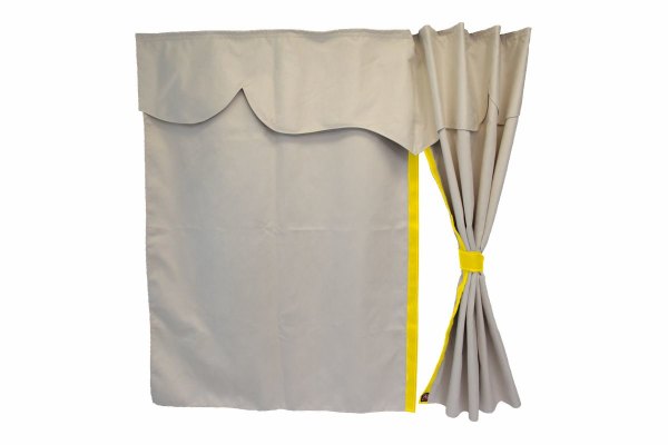 Lkw Bettgardinen, Wildlederoptik, Kunstlederkante, stark abdunkelnd beige gelb Länge149 cm
