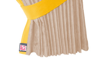Lkw Bettgardinen, Wildlederoptik, Kunstlederkante, stark abdunkelnd beige gelb L&auml;nge149 cm