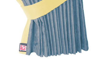 Lkw Bettgardinen, Wildlederoptik, Kunstlederkante, stark abdunkelnd hellblau beige* L&auml;nge149 cm