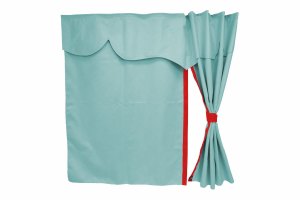 Lkw Bettgardinen, Wildlederoptik, Kunstlederkante, stark abdunkelnd hellblau rot* Länge149 cm