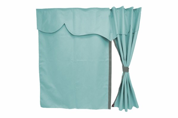 Truck bed curtains, suede look, imitation leather edge, strong darkening effect light blue grey Länge149 cm