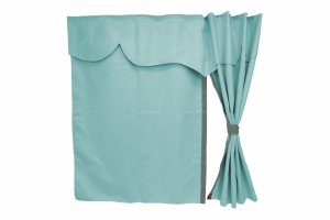 Truck bed curtains, suede look, imitation leather edge, strong darkening effect light blue grey L&auml;nge149 cm