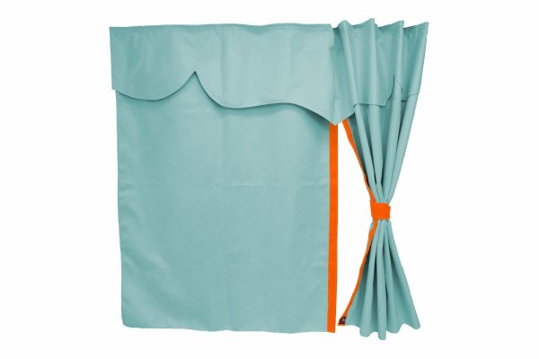 Truck bed curtains, suede look, imitation leather edge, strong darkening effect light blue orange Länge149 cm