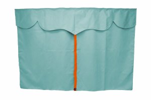 Truck bed curtains, suede look, imitation leather edge, strong darkening effect light blue orange L&auml;nge149 cm