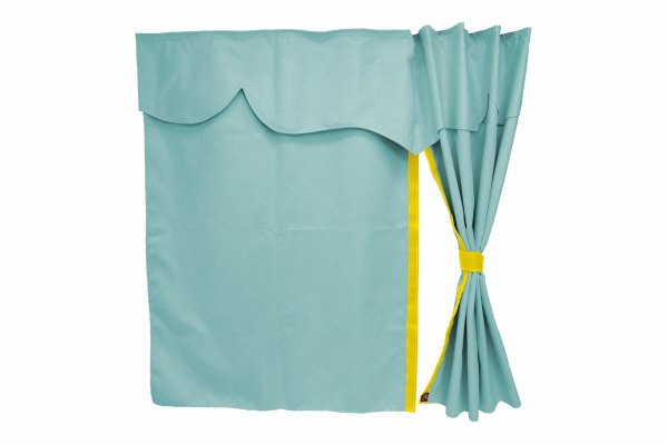 Truck bed curtains, suede look, imitation leather edge, strong darkening effect light blue yellow Länge149 cm