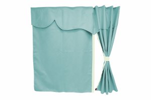 Truck bed curtains, suede look, imitation leather edge, strong darkening effect light blue white L&auml;nge149 cm