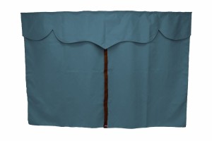 Vrachtwagengordijnen, su&egrave;delook, kunstleren rand, sterk verduisterend effect donkerblauw bruin* Length149 cm