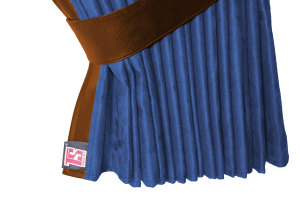 Lkw Bettgardinen, Wildlederoptik, Kunstlederkante, stark abdunkelnd dunkelblau braun* L&auml;nge149 cm