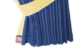 Truck bed curtains, suede look, imitation leather edge, strong darkening effect dark blue beige* L&auml;nge149 cm