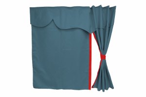Lkw Bettgardinen, Wildlederoptik, Kunstlederkante, stark abdunkelnd dunkelblau rot* L&auml;nge149 cm
