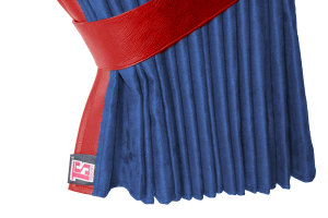 Truck bed curtains, suede look, imitation leather edge, strong darkening effect dark blue red* L&auml;nge149 cm