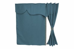 Lkw Bettgardinen, Wildlederoptik, Kunstlederkante, stark abdunkelnd dunkelblau grau L&auml;nge149 cm