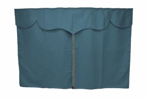 Lkw Bettgardinen, Wildlederoptik, Kunstlederkante, stark abdunkelnd dunkelblau grau L&auml;nge149 cm