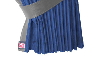 Truck bed curtains, suede look, imitation leather edge, strong darkening effect dark blue grey L&auml;nge149 cm