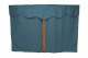 Lkw Bettgardinen, Wildlederoptik, Kunstlederkante, stark abdunkelnd dunkelblau orange Länge149 cm