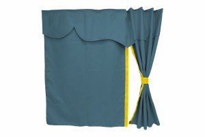 Truck bed curtains, suede look, imitation leather edge, strong darkening effect dark blue yellow L&auml;nge149 cm