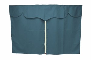 Lkw Bettgardinen, Wildlederoptik, Kunstlederkante, stark abdunkelnd dunkelblau wei&szlig; L&auml;nge149 cm