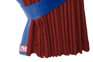 Truck bed curtains, suede look, imitation leather edge, strong darkening effect bordeaux blue* L&auml;nge149 cm