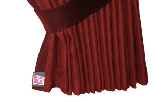 Truck bed curtains, suede look, imitation leather edge, strong darkening effect bordeaux bordeaux L&auml;nge149 cm