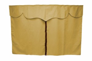 Vrachtwagengordijnen, su&egrave;delook, kunstleren rand, sterk verduisterend effect karamel bruin* Length149 cm