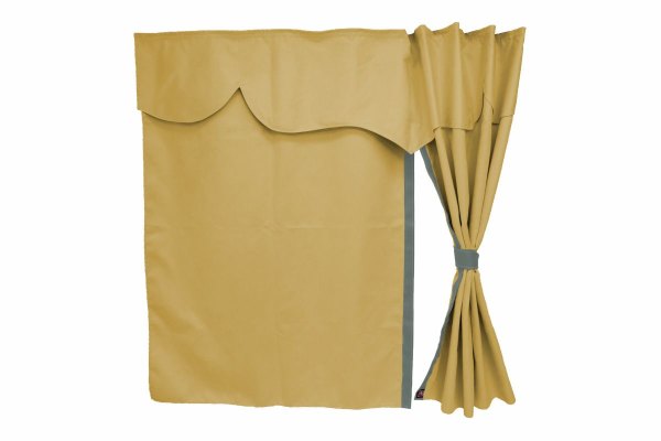 Truck bed curtains, suede look, imitation leather edge, strong darkening effect caramel grey Länge149 cm
