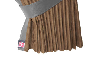 Truck bed curtains, suede look, imitation leather edge, strong darkening effect caramel grey L&auml;nge149 cm