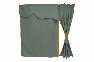 Truck bed curtains, suede look, imitation leather edge, strong darkening effect grey caramel Länge149 cm