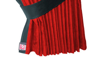 Truck bed curtains, suede look, imitation leather edge, strong darkening effect red black* L&auml;nge149 cm