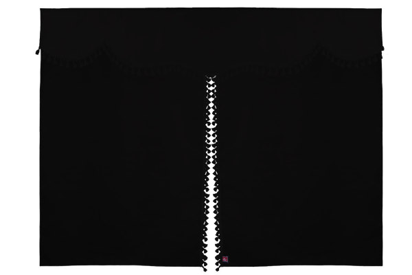 Tenda da letto a 3 pezzi in camoscio, con pompon a nappina antracite-nero nero Lunghezza 149 cm
