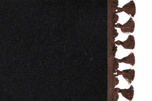 B&auml;ddgardin i mockalook, 3-delad, med tofs och pompom antracit-svart brun L&auml;ngd 149 cm
