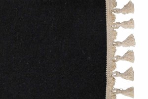 Wildlederoptik Lkw Bettgardine 3 teilig, mit Quastenbommel anthrazit-schwarz beige L&auml;nge 149 cm