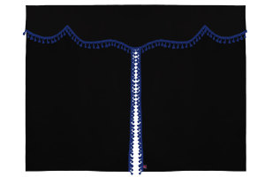 Wildlederoptik Lkw Bettgardine 3 teilig, mit Quastenbommel anthrazit-schwarz blau L&auml;nge 149 cm