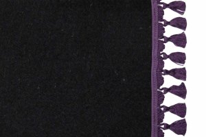 B&auml;ddgardin i mockalook, 3-delad, med tofs och pompom antracit-svart syren L&auml;ngd 149 cm