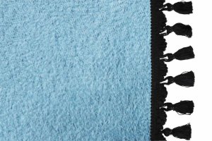 Suede look truck bed curtain 3-piece, with tassel pompom light blue black Length 149 cm