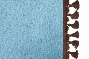 Suede look truck bed curtain 3-piece, with tassel pompom light blue brown Length 149 cm