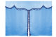 Bäddgardin i mockalook, 3-delad, med tofs och pompom ljusblå blå Längd 149 cm