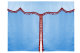 Bäddgardin i mockalook, 3-delad, med tofs och pompom ljusblå röd Längd 149 cm