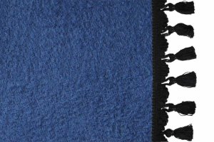Tenda da letto a 3 pezzi in camoscio, con pompon a nappina blu scuro nero Lunghezza 149 cm