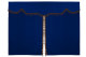 Bäddgardin i mockalook, 3-delad, med tofs och pompom mörkblå brun Längd 149 cm