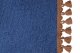 Wildlederoptik Lkw Bettgardine 3 teilig, mit Quastenbommel dunkelblau caramel Länge 149 cm