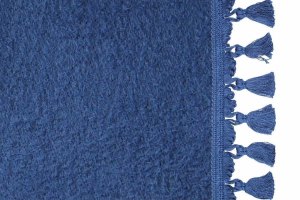 Suede look truck bed curtain 3-piece, with tassel pompom dark blue blue Length 149 cm