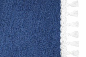 Tenda da letto a 3 pezzi in camoscio, con pompon a nappina blu scuro bianco Lunghezza 149 cm