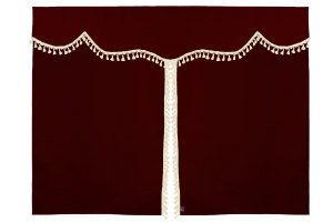 Tenda da letto a 3 pezzi in camoscio, con pompon a nappina bordò beige Lunghezza 149 cm
